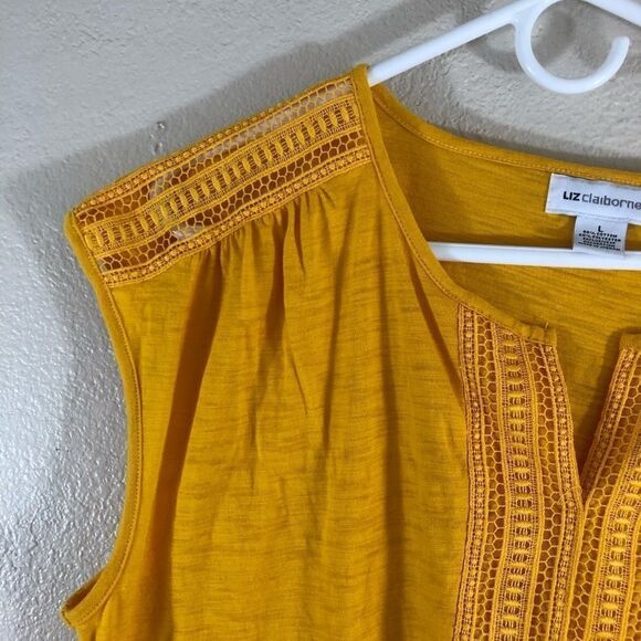 Liz Claiborne Indian sunset split Crew Neck size L - Picture 5 of 6